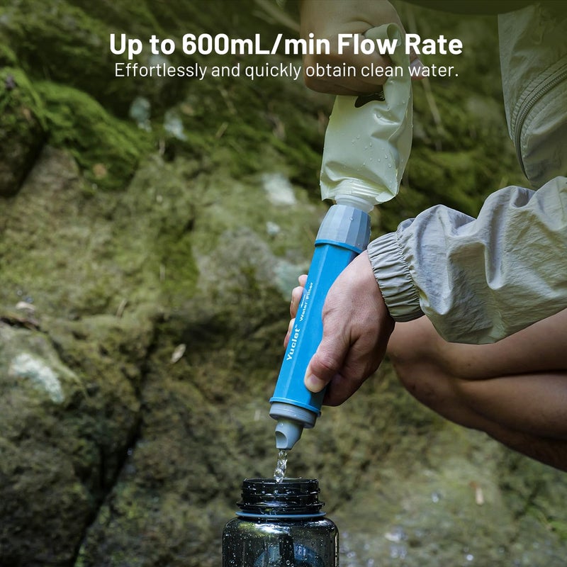 Yuclet Squeeze Water Filtration System with Four 20-Oz Squeeze Pouches and 0.1 Micron Filter Straw, Portable Water Purifier Survival for Camping, Hiking, Backpacking and Emergency Preparedness - Image 3